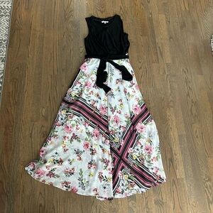 Floral Black and White Dress